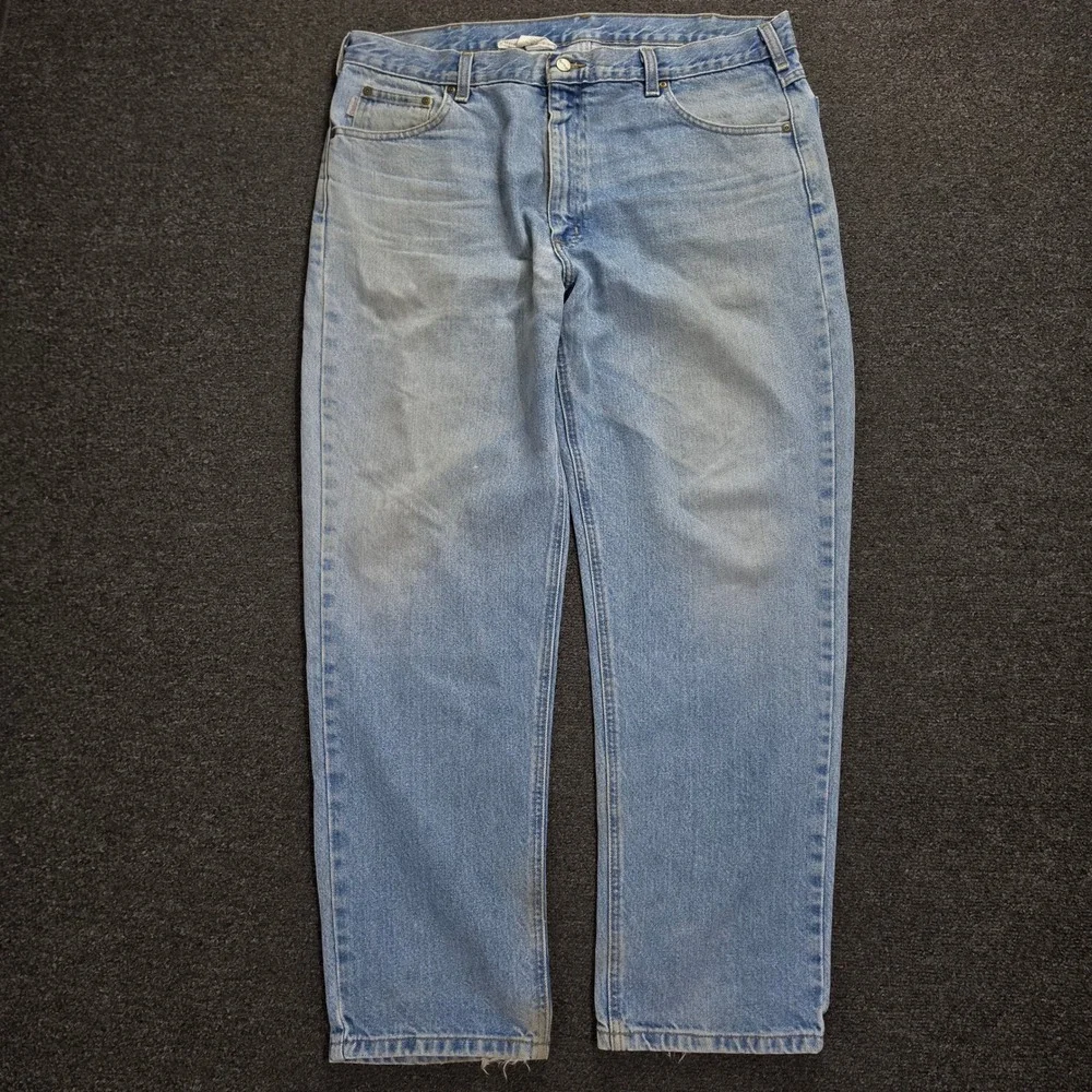 Carhartt Jeans Mens 40x30 Blue Light Wash Denim B18 STW Workwear Traditional Fit
